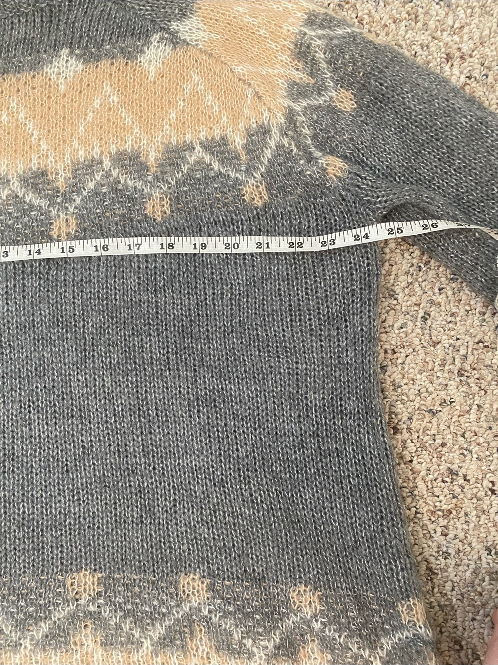 Unbranded 100% Mohair Cozy Grey and Beige Fair Isle Sweater Cottage-core - Picture 3 of 5